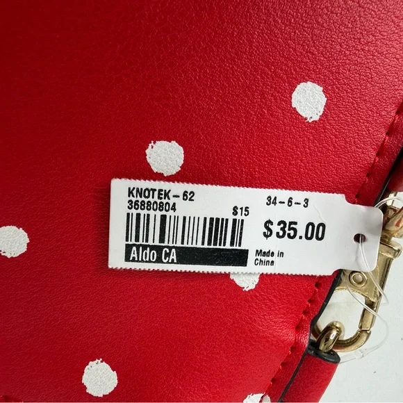 Aldo red and white polka dot wearable wristlet clutch bag vegan faux leather - Picture 6 of 11